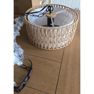 Modern Rattan Pendant Light – Boho Woven Chandelier w/ Remote & Modes